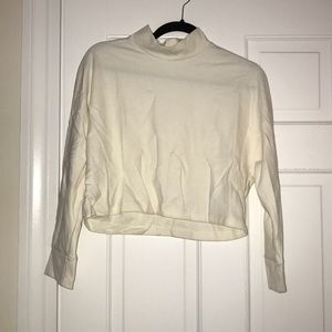 Cream cropped mock turtleneck